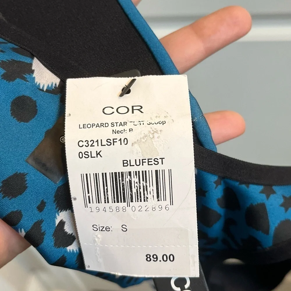 Cor by Ultracor Leopard Print Blue Sports Bra NWT Size Small